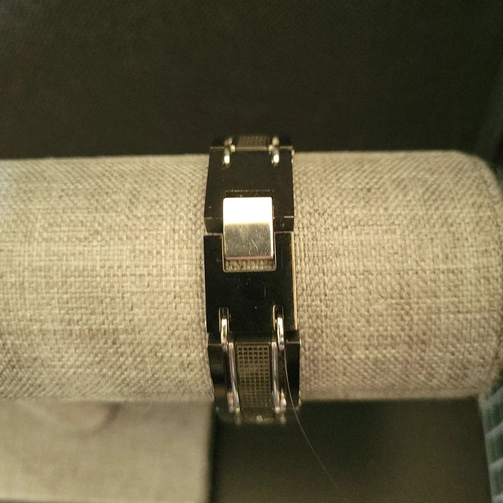 Mens Black Stainless‎ Steel Cross Link Bracelet 8.5 Inch Goth
